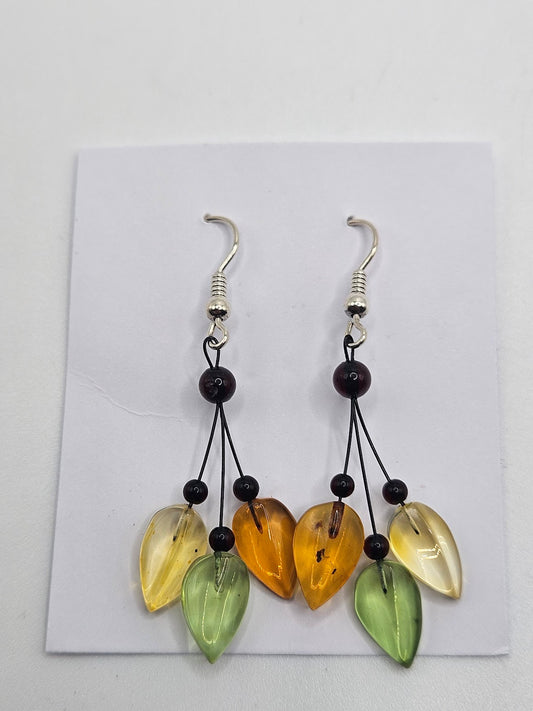 Colorful Amber Leaf Earrings