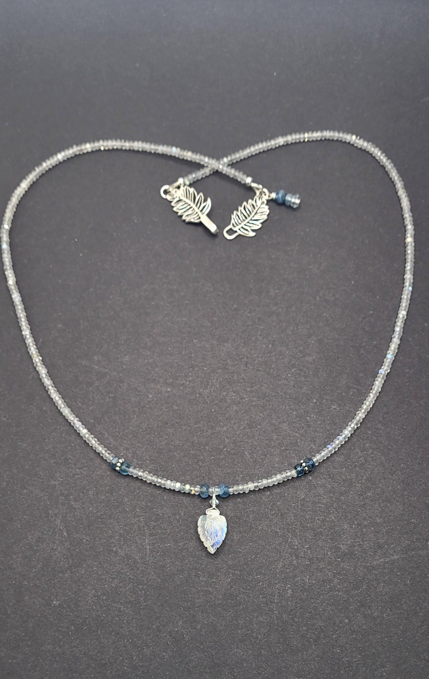 Labradorite, Moonstone, and Aquamarine Necklace with Sterling Silver Clasp