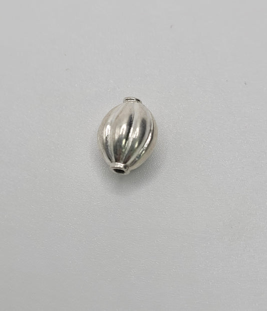 Sterling Silver Corrugated Oval Bead
