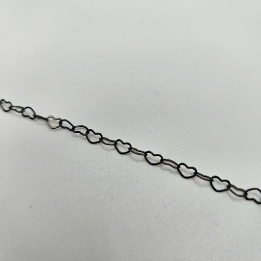 Plated Gunmetal Heart Chain By the Foot