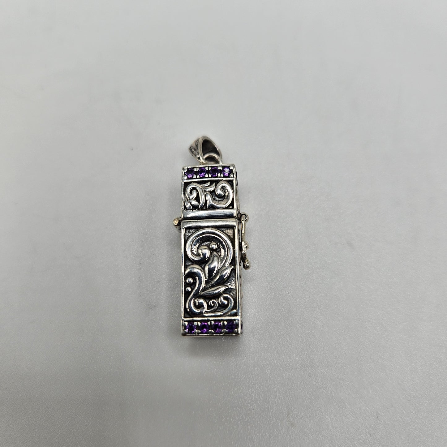 Sterling Silver Gemstone Locket Rectangle Pendant