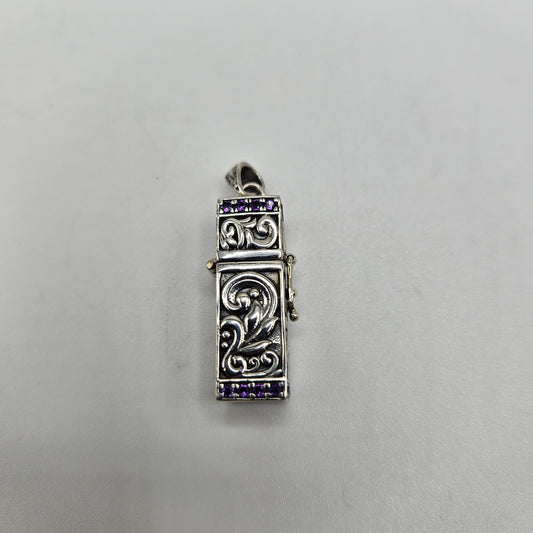 Sterling Silver Gemstone Locket Rectangle Pendant