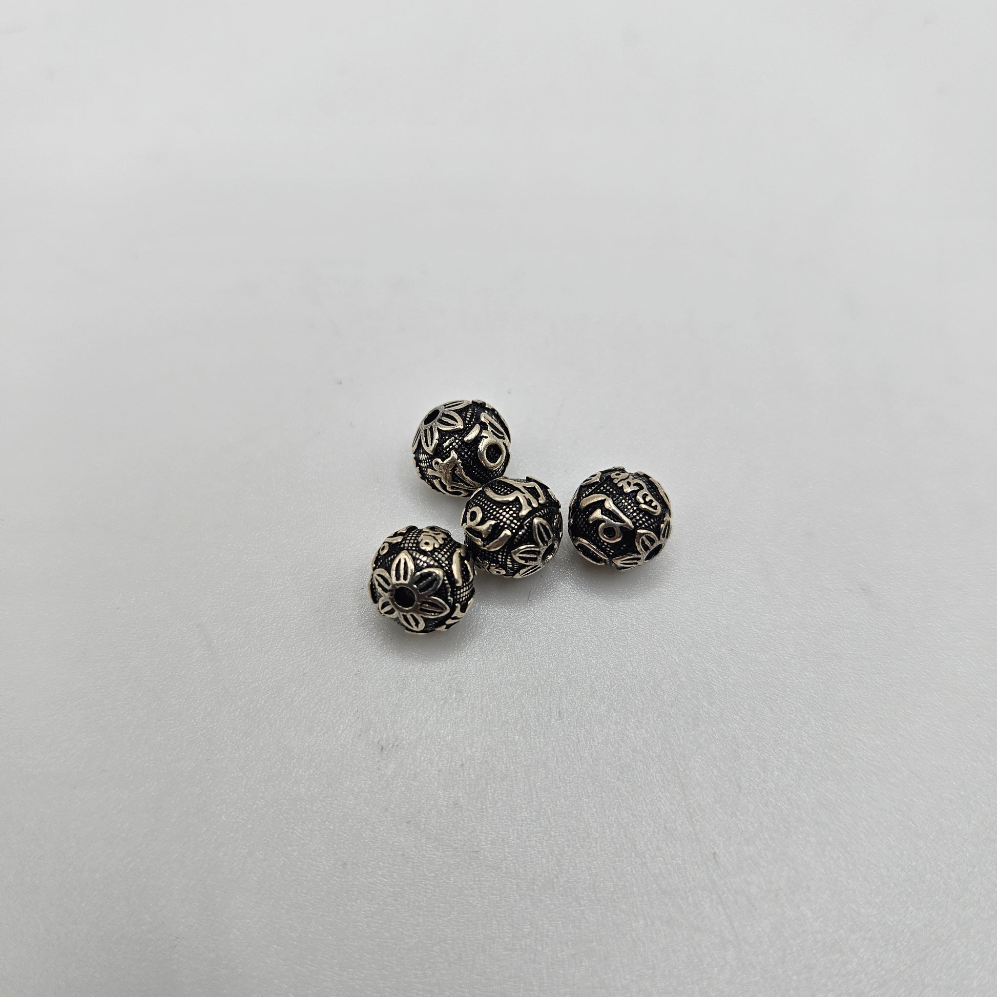 8mm Sterling Silver Etched Single Bead