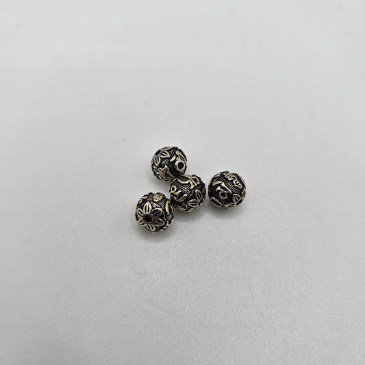8mm Sterling Silver Etched Single Bead