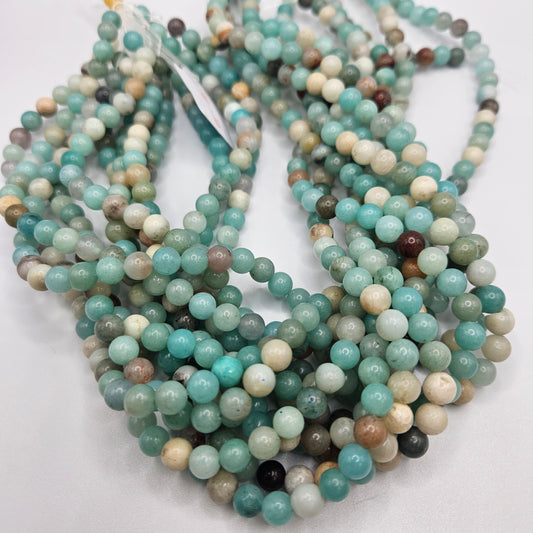 6mm Blue Amazonite Round Bead Strand