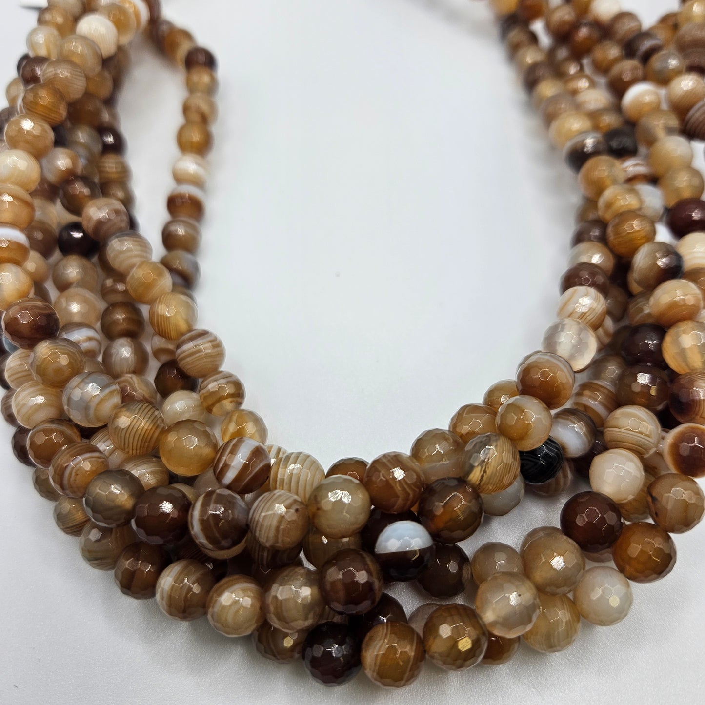 8mm Faceted Chalcedony Round Bead Strand