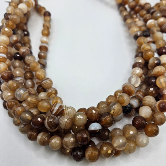 8mm Faceted Chalcedony Round Bead Strand