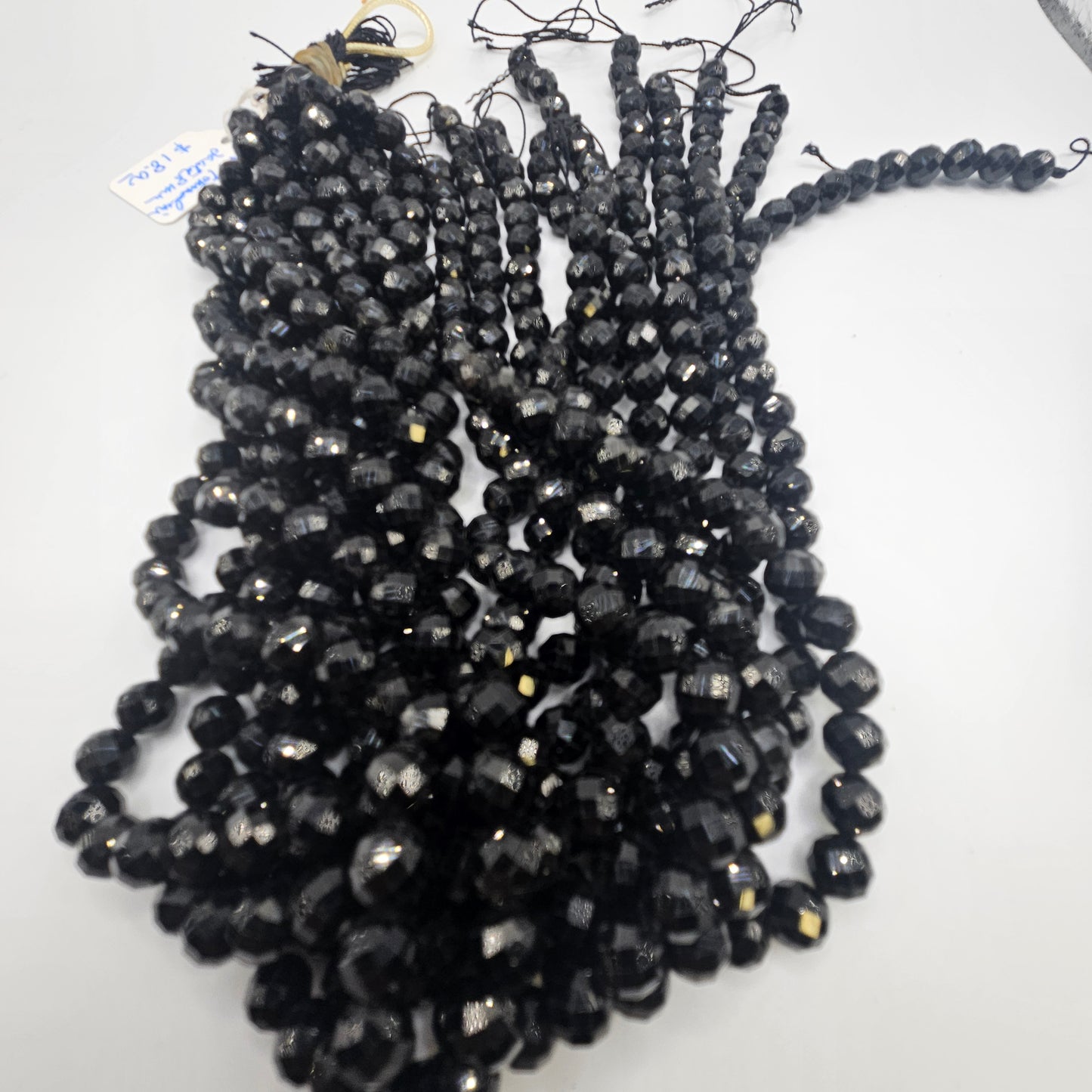 8mm Faceted Black Tourmaline Round Beads