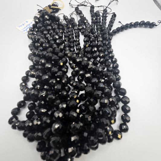 8mm Faceted Black Tourmaline Round Beads