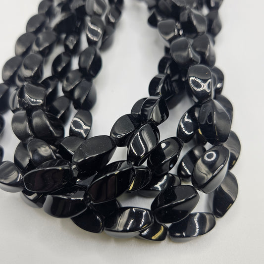 12mm Black Onyx Twist Bead Strand