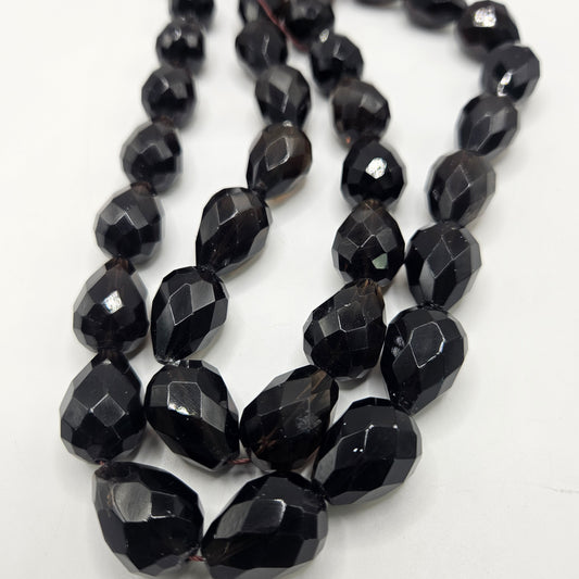 16mm Faceted Smokey Quartz Teardrop Bead Strand