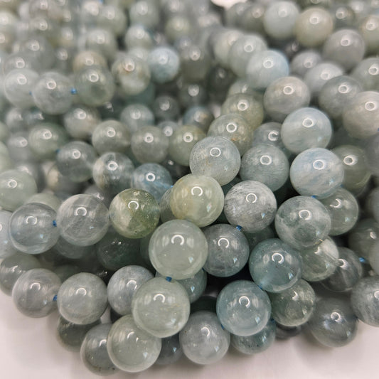 10mm Aquamarine Round Bead Strand