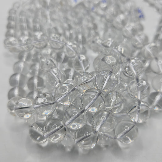 12mm Clear Quartz Round Bead Strand