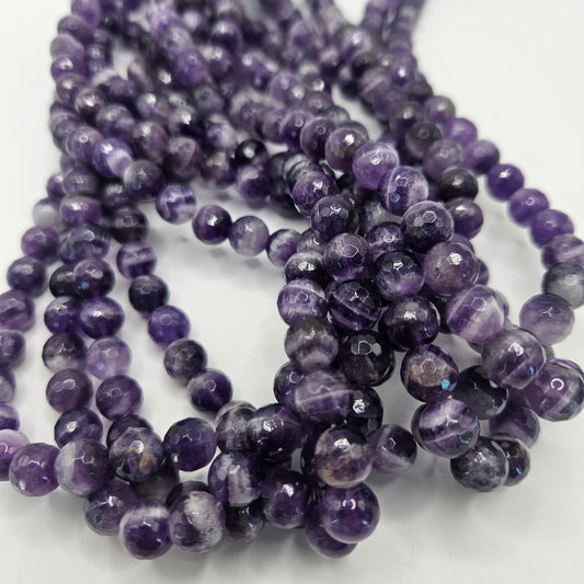 8mm Faceted Cape Amethyst Round Bead Strand