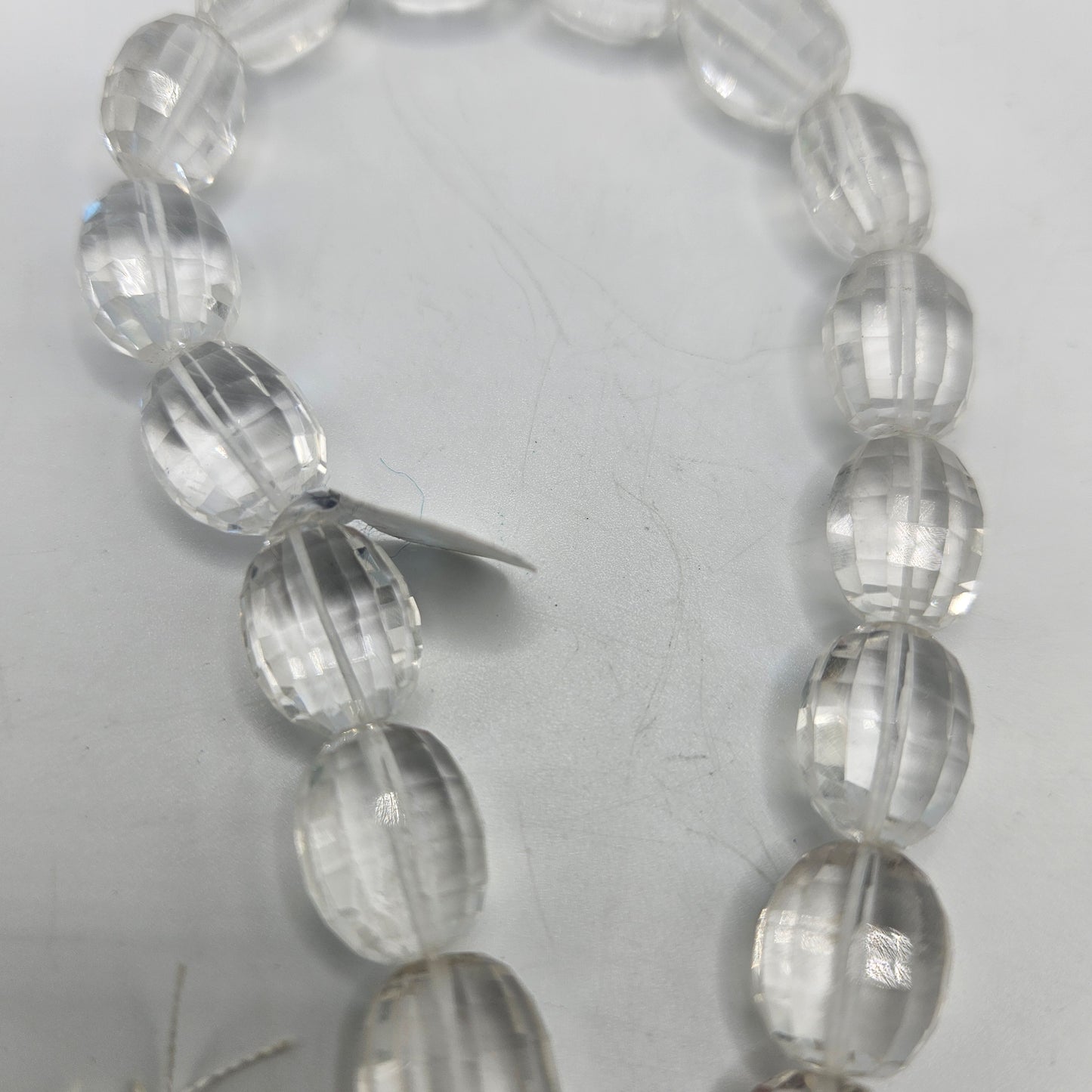 10mm Faceted Clear Quartz Bead Strand