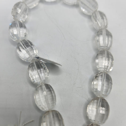 10mm Faceted Clear Quartz Bead Strand