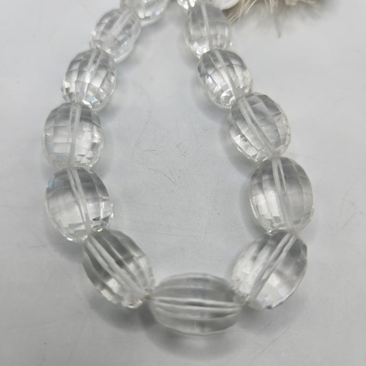 12mm Faceted Clear Quartz Bead Strand