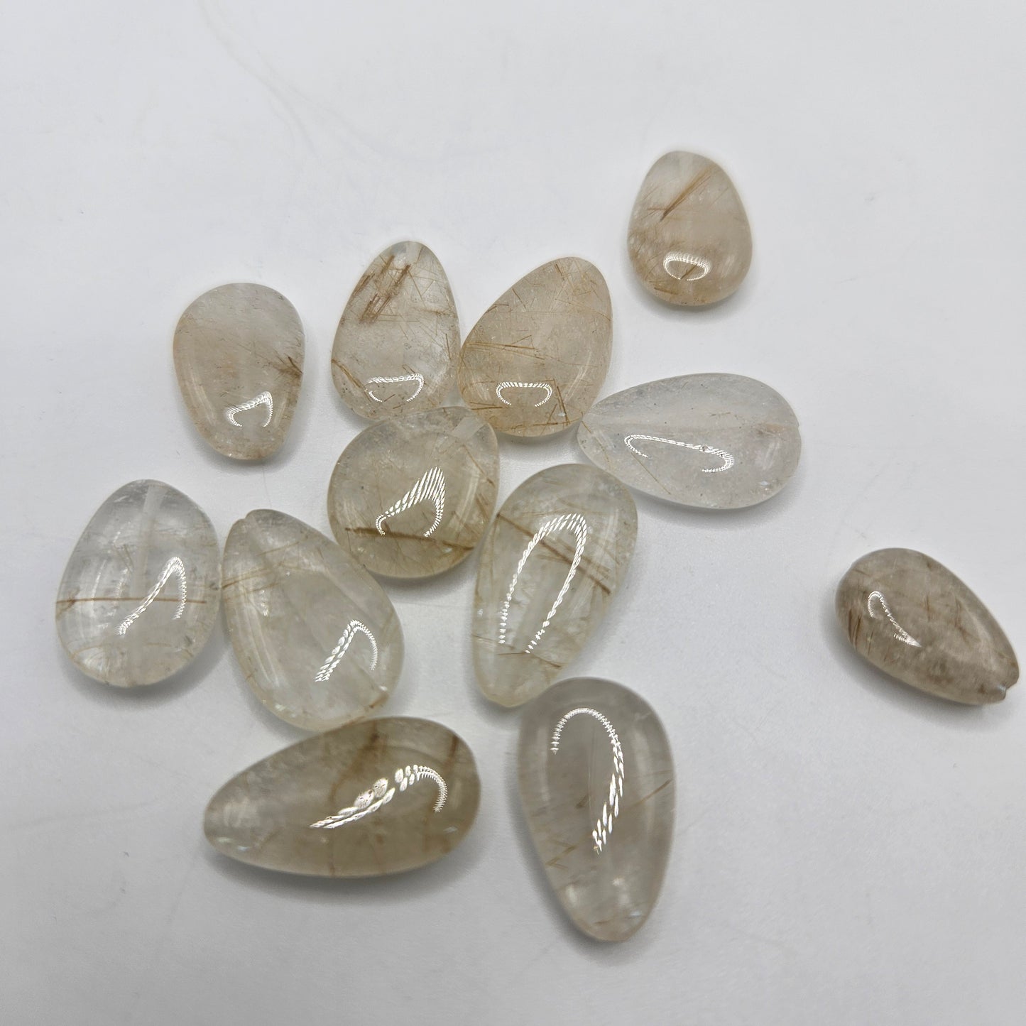 15mm Gold Rutilated Quartz Teardrop Single Bead