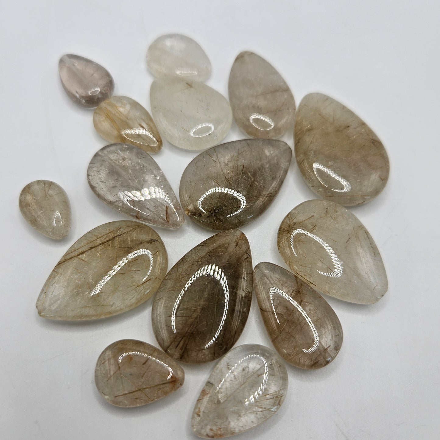 Multi-Sized Gold Rutilated Quartz Teardrop Single Bead