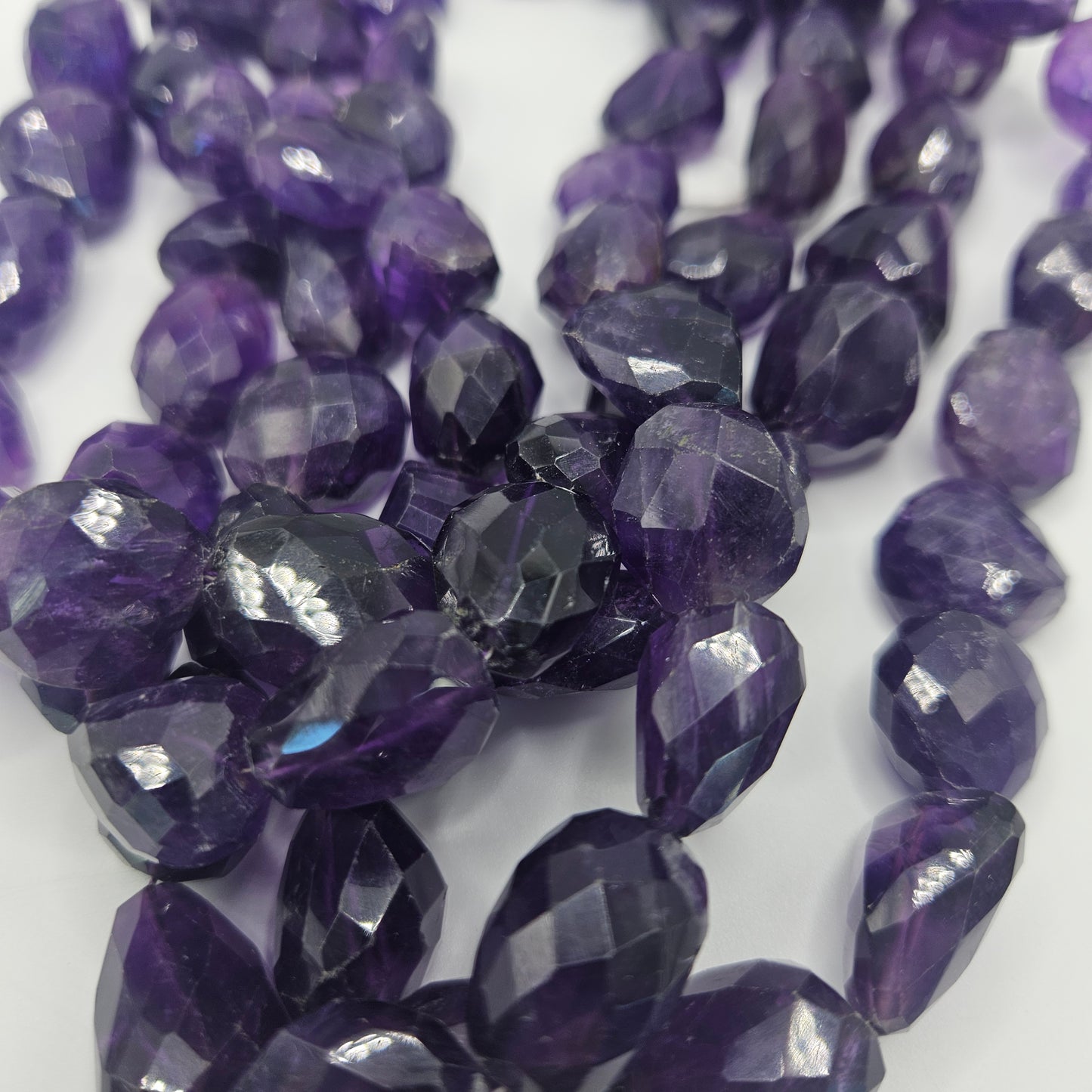 12mm Faceted Amethyst Chunk Bead Strand