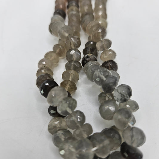 8mm Faceted Gray Moonstone Rondelle Bead Strand