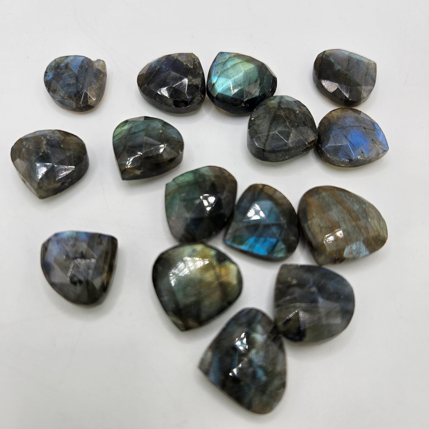 12mm Faceted Labradorite Top Drill Single Bead