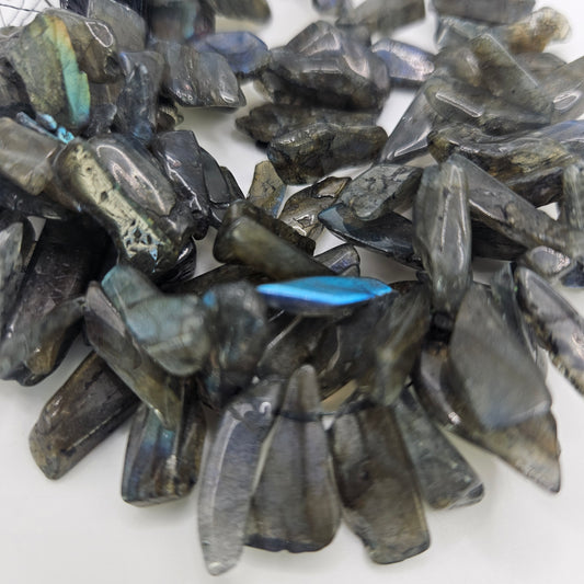 12mm Labradorite Chip Top Drill Bead Strand