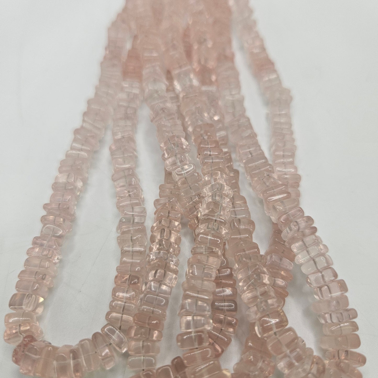 8mm Rose Quartz Slice Bead Strand