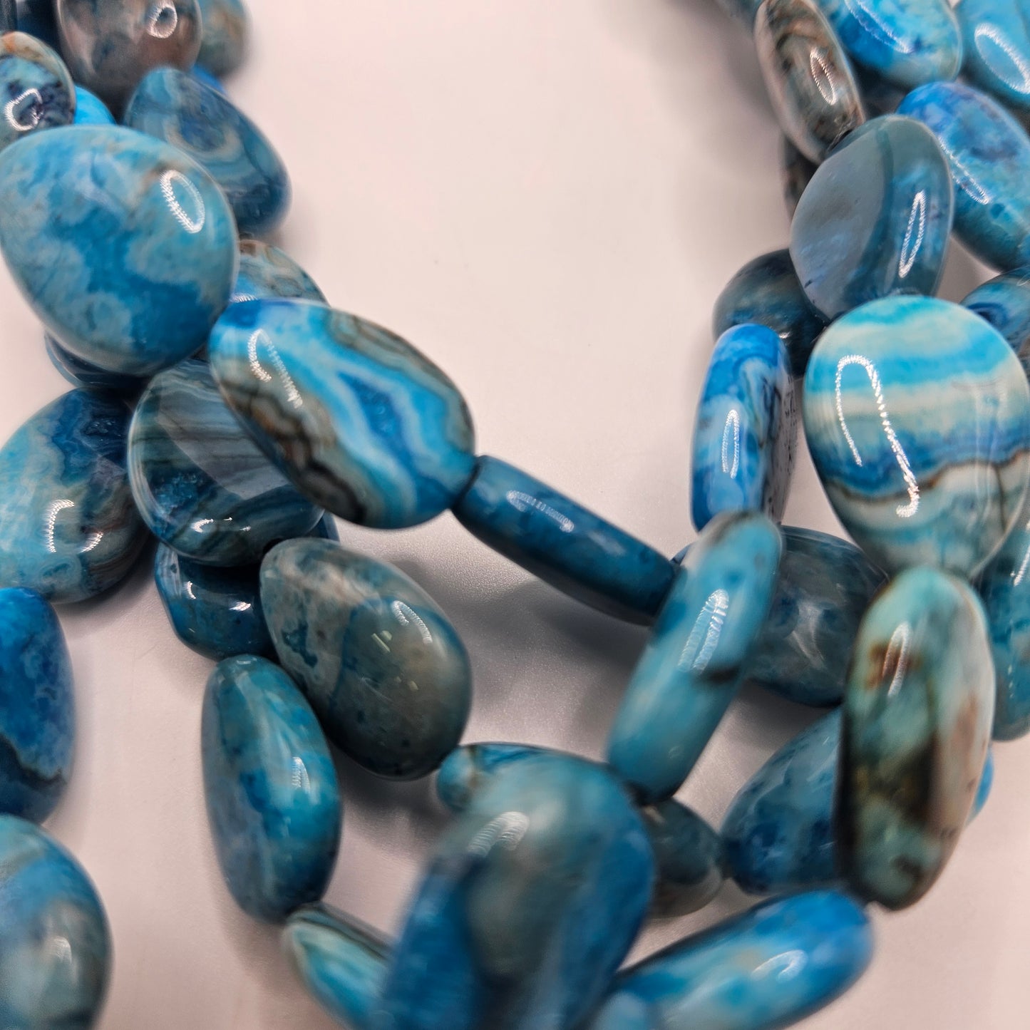 Dyed Blue Agate Teardrop Bead Strand