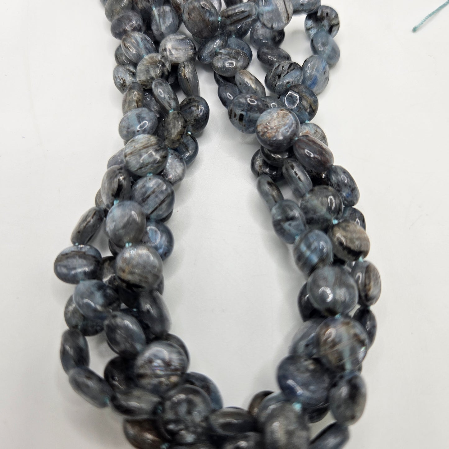 8mm Kyanite Coin Bead Strand