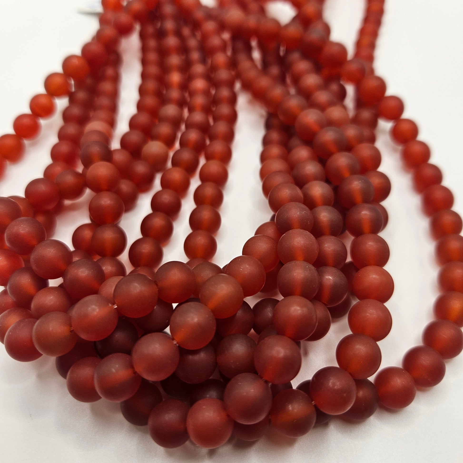 8mm Matte Carnelian Round Bead Strand.
