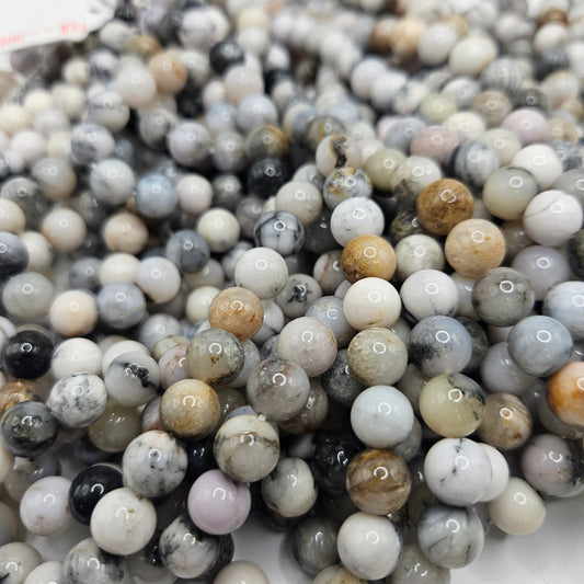 8mm Marble Jade Round Bead Strand.
