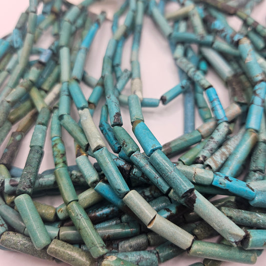 6x22mm Turquoise Tube Bead Strand.