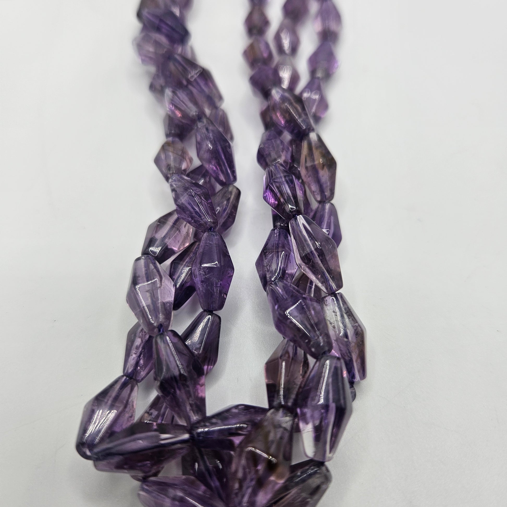 4x12mm Faceted Amethyst Tube Bead Strand.