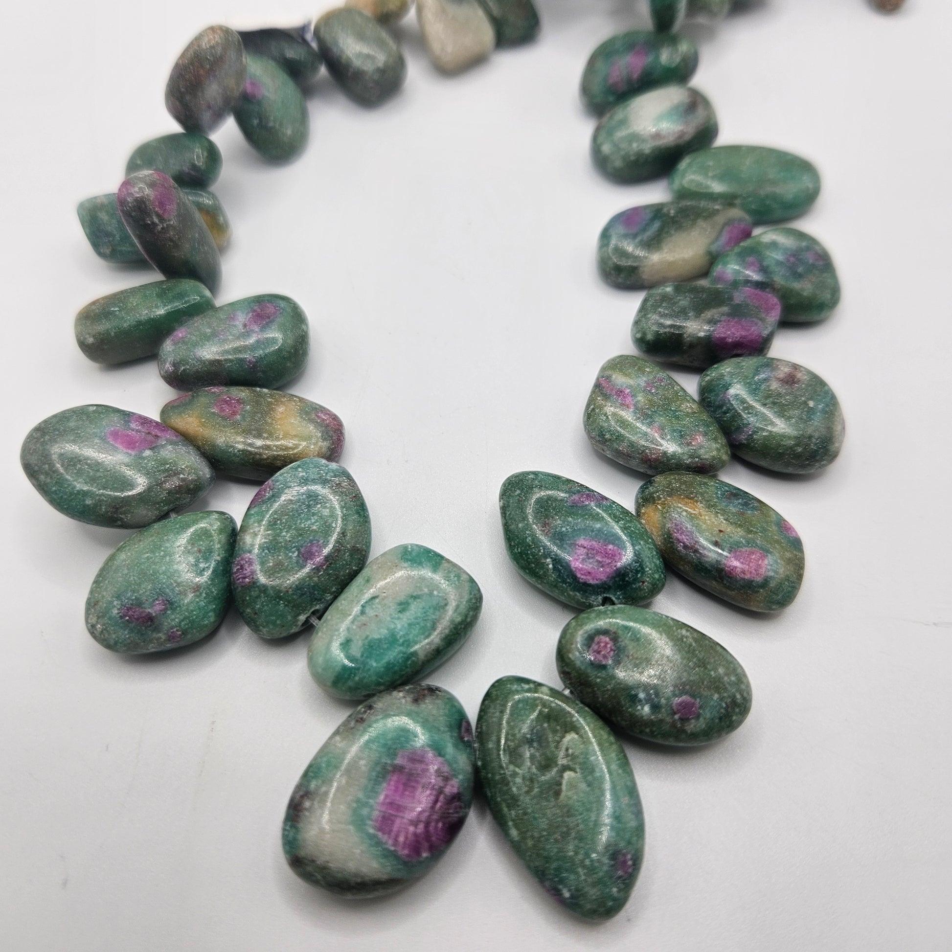 14-20mm Ruby Fuchsite Side Drill Single Bead.