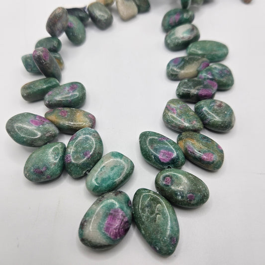 14-20mm Ruby Fuchsite Side Drill Single Bead.