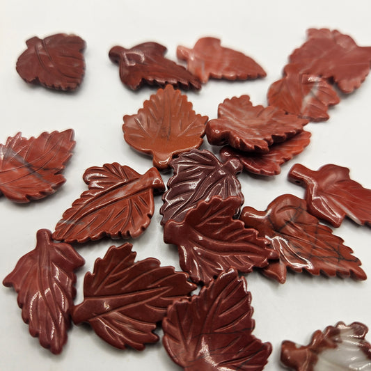 16-20mm Red Jasper Carved Leaf Single Bead