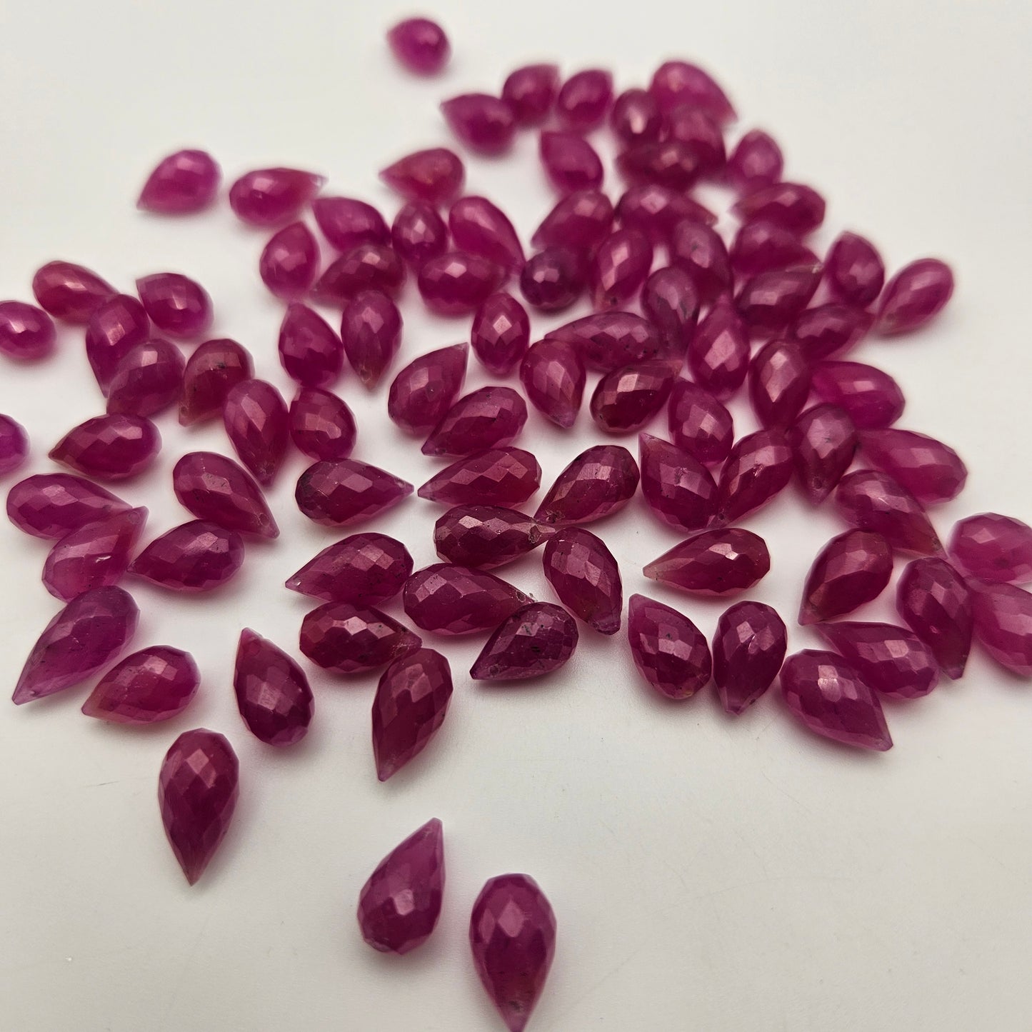 3x10mm Faceted Ruby Top Drill Single Bead