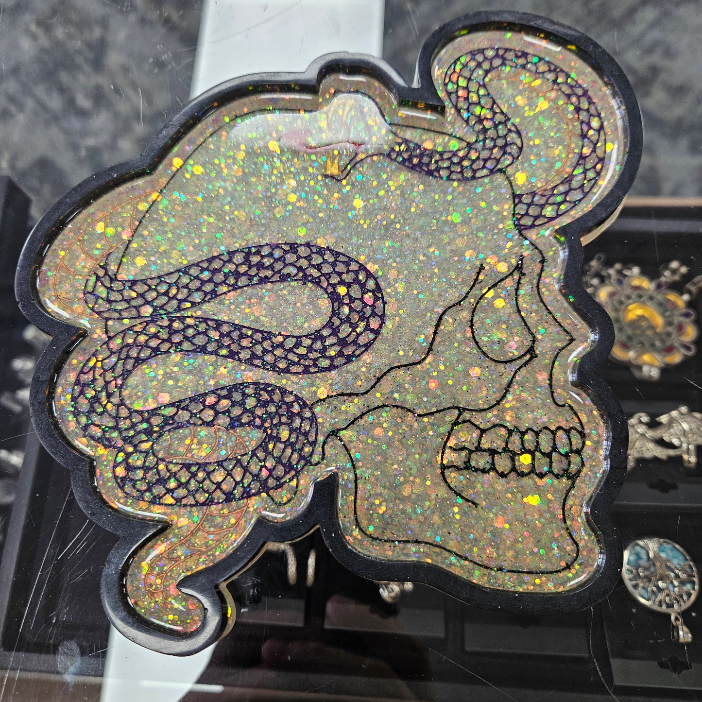 Glitter Skull Resin Tray