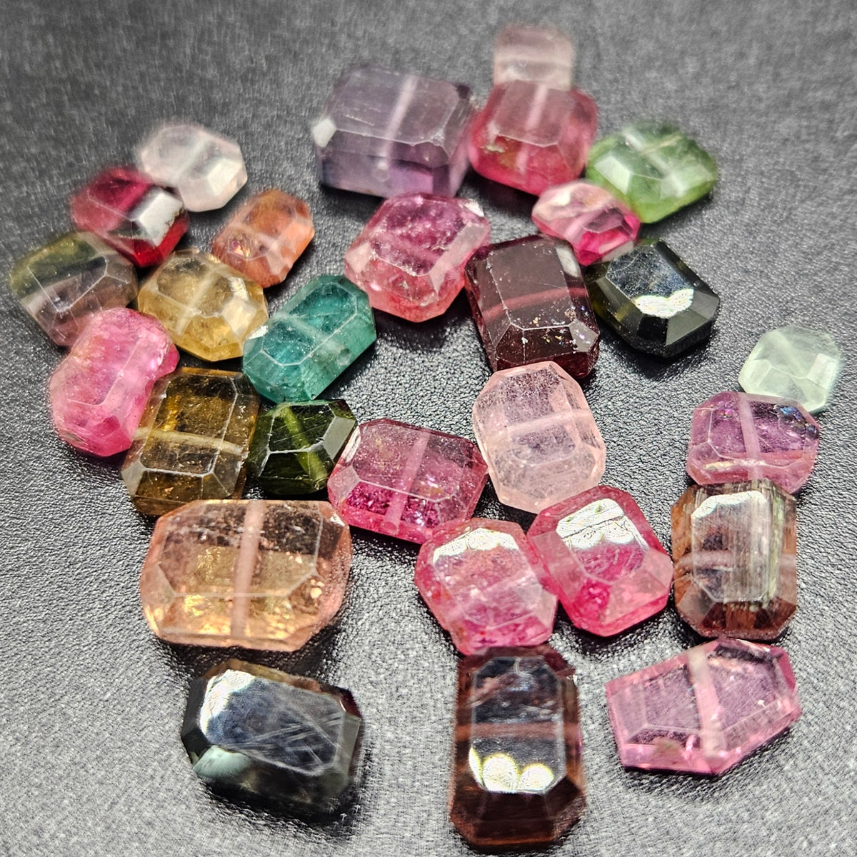 4mm-8mm Faceted Watermelon Tourmaline Square Single Bead
