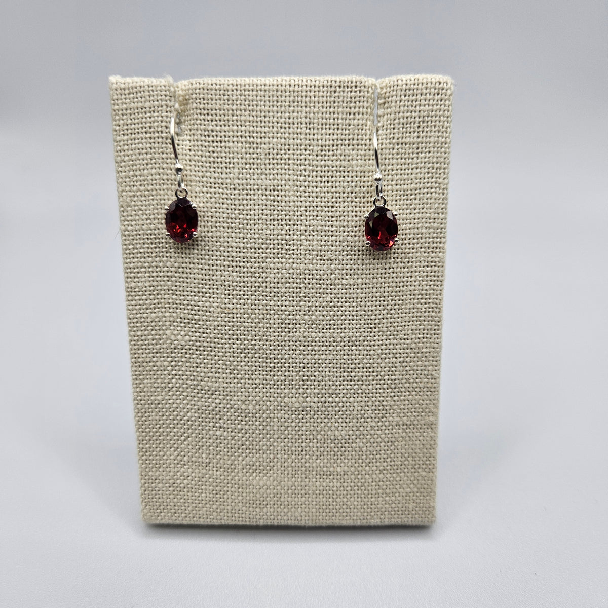 Sterling Silver Faceted Garnet Earrings