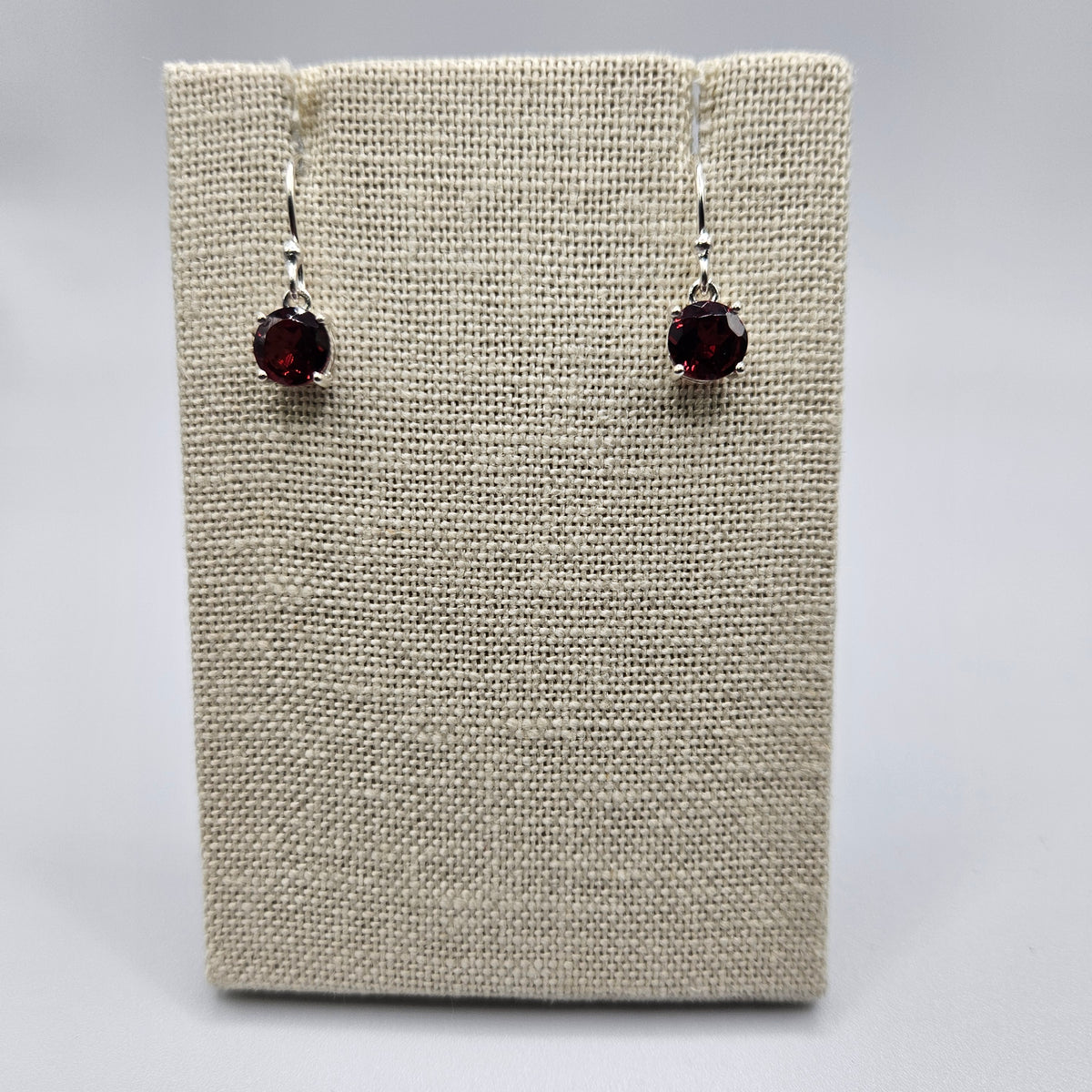 Sterling Silver Faceted Garnet Earrings