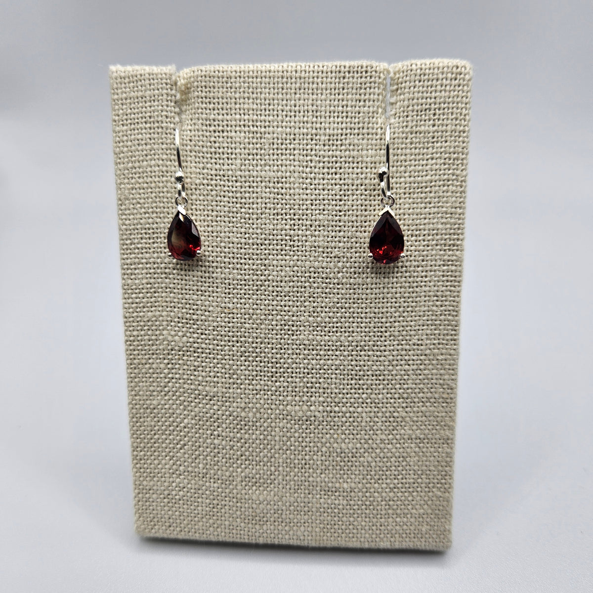 Sterling Silver Faceted Garnet Earrings