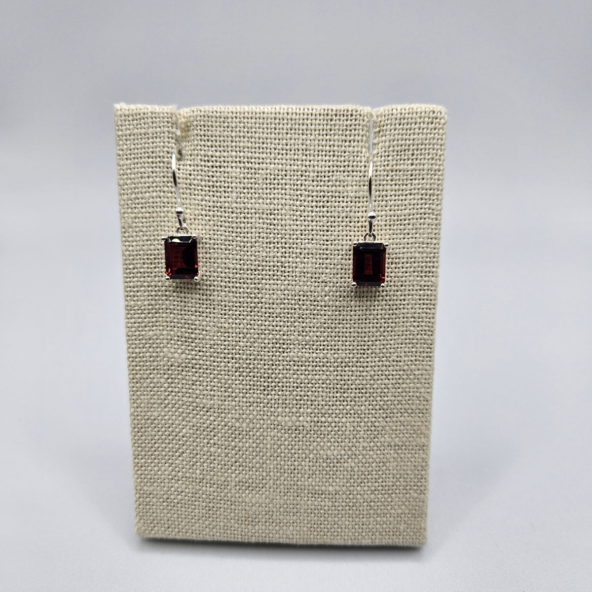 Sterling Silver Faceted Garnet Earrings