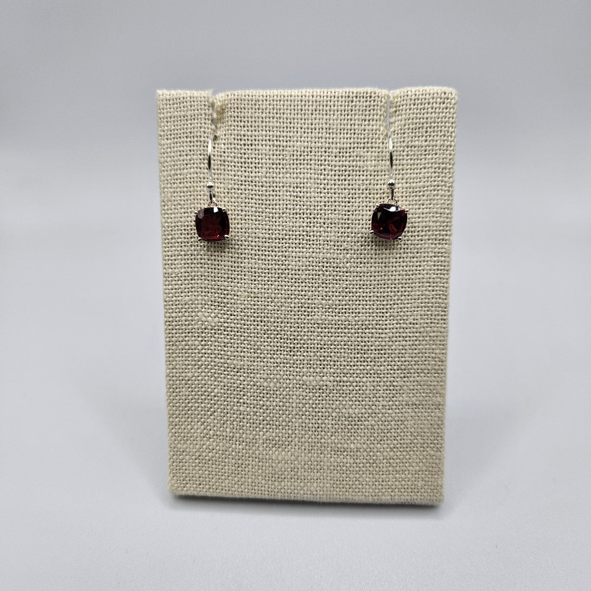 Sterling Silver Faceted Garnet Earrings