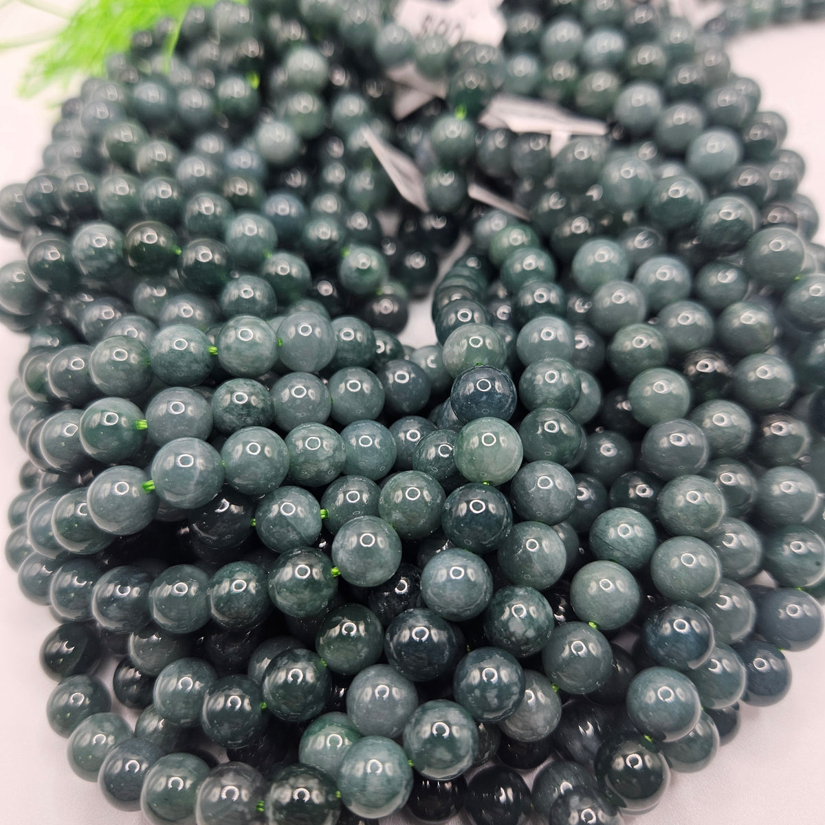 8mm Light Green Guatemala Jade Bead Strand