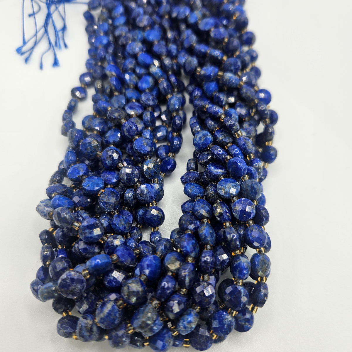 6mm Faceted Lapis Lazuli Coin Bead Strand