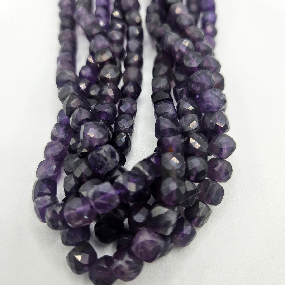 6mm Faceted Amethyst Cube Bead Strand