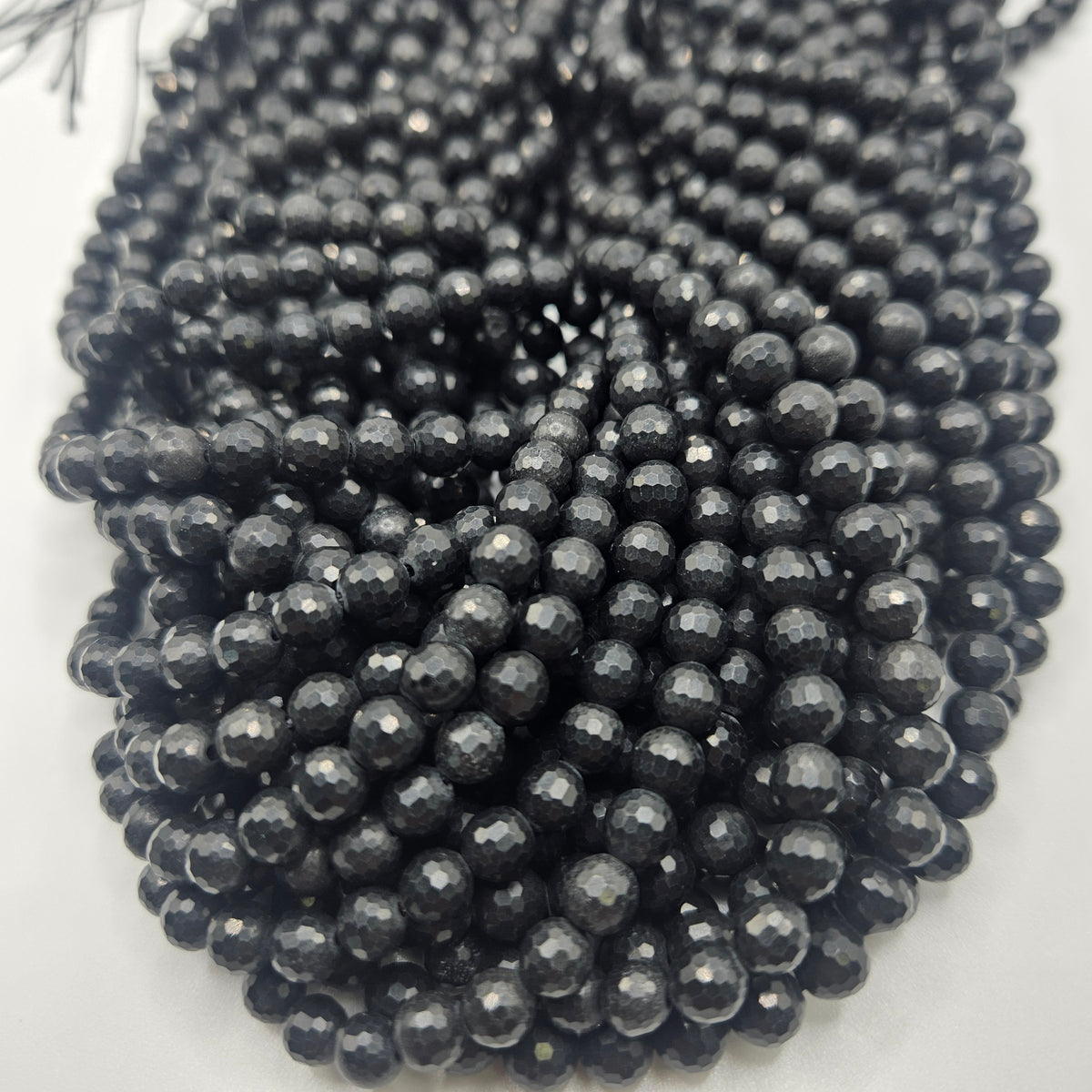 6mm Faceted Shungite Bead Strand
