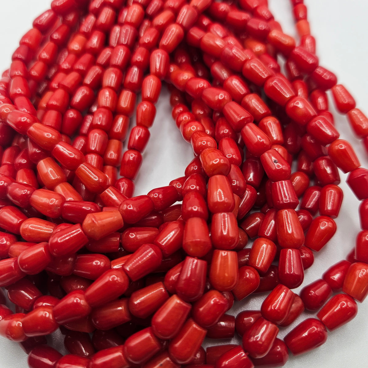 6mm Dyed Red Coral Cube Bead Strand